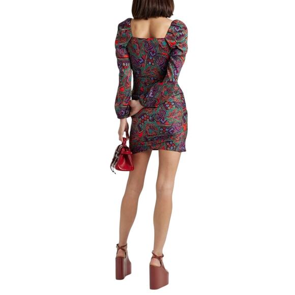 NWT! Veronica Beard Bellino Printed Silk-Blend Jacquard Dress - Size 4 - Picture 2 of 10